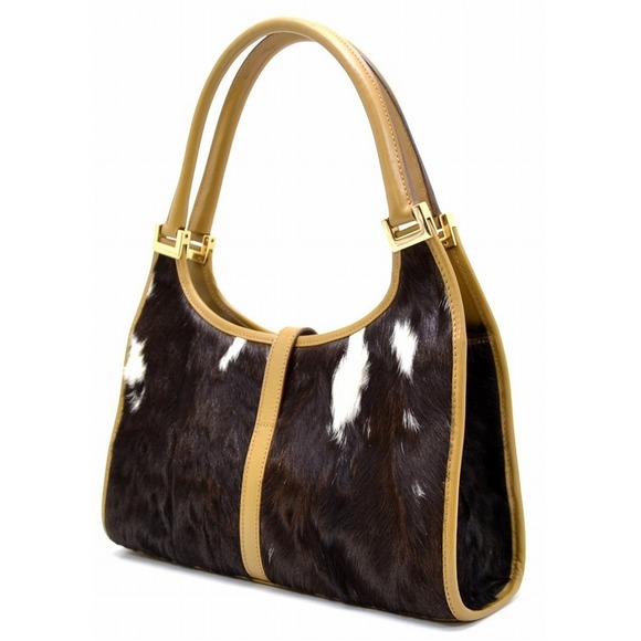 Gucci White Brown Leather Jackie Harako Shoulder Bag - Picture 1 of 9